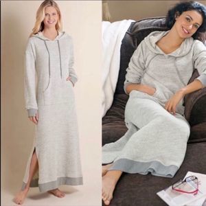 Soft Surroundings Size Small Gray Long Sleeve Hooded Lazy Day Lounger Dress